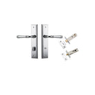 Door Lever Verona Stepped Privacy Polished Chrome CTC85mm H240xW50xP59mm Inbuilt Privacy Kit Tube Latch Split Cam 'T' Striker Polished Chrome Backset 60mm, Privacy Bolt Round Bolt Polished Chrome Backset 60mm in Polished Chrome