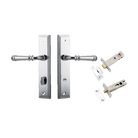 Pair of Iver Verona lever handles on stepped backplates, showcasing elegant architectural hardware for doors.