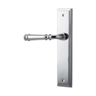 Door Lever Verona Stepped Latch Left Hand Fixed Polished Chrome L122xP59mm BPH237xW50mm in Polished Chrome