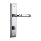 Pair of Iver Verona lever handles on stepped backplates, architectural hardware with a sleek, modern design for doors.