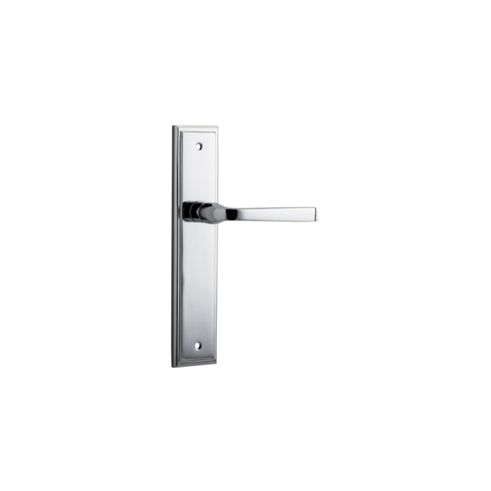 Door Lever Annecy Stepped Latch Polished Chrome H237xW50xP65mm in Polished Chrome