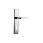 Pair of Iver Annecy lever handles on stepped backplates, featuring elegant design and polished finish for classic door hardware.