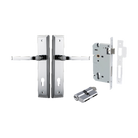 Door Lever Annecy Stepped Euro Polished Chrome CTC85mm H240xW50xP65mm Entrance Kit Mortice Lock Euro Polished Chrome CTC85mm Backset 60mm, Euro Cylinder Dual Function 5 Pin Polished Chrome L65mm KA1 in Polished Chrome