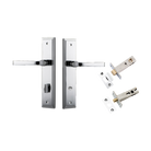 Door Lever Annecy Stepped Privacy Polished Chrome CTC85mm H240xW50xP65mm Inbuilt Privacy Kit Tube Latch Split Cam 'T' Striker Polished Chrome Backset 60mm, Privacy Bolt Round Bolt Polished Chrome Backset 60mm in Polished Chrome