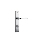 Pair of Iver Annecy lever handles on stepped backplates, featuring elegant, polished metal finish and classic design for doors.