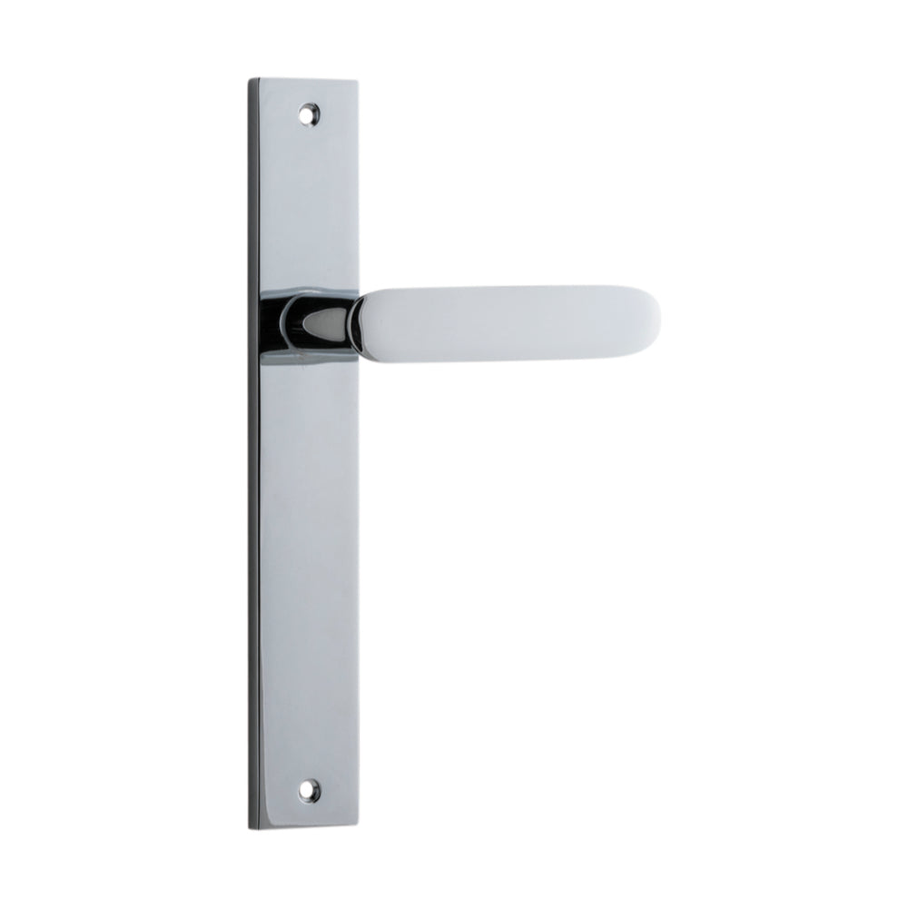 Door Lever Bronte on Long Backplate Polished Chrome H240xW38xP65mm in Polished Chrome