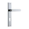 Door Lever Bronte Rectangular Euro Polished Chrome CTC85mm H240xW38xP65mm in Polished Chrome