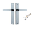 Door Lever Bronte on Long Backplate Polished Chrome L117xP53mm BPH240xW38mm Passage Kit Tube Latch Split Cam 'T' Striker Polished Chrome Backset 60mm in Polished Chrome