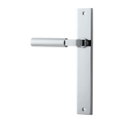 Door Lever Berlin Rectangular Latch Left Hand Fixed Polished Chrome L120xP57mm BPH240xW38mm in Polished Chrome