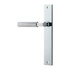 Door Lever Brunswick Rectangular Latch Left Hand Fixed Polished Chrome L120xP57mm BPH240xW38mm in Polished Chrome