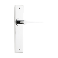 Door Lever Como Chamfered Latch Polished Chrome H240xW50xP61mm in Polished Chrome