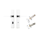 Door Lever Como Chamfered Privacy Polished Chrome CTC85mm L119xP61mm BPH240xW50mm Privacy Kit Tube Latch Split Cam 'T' Striker Polished Chrome Backset 60mm Privacy Bolt Round Bolt Polished Chrome Backset 60mm in Polished Chrome