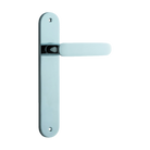Door Lever Bronte  on Long Backplate Polished Chrome H237xW40xP56mm in Polished Chrome
