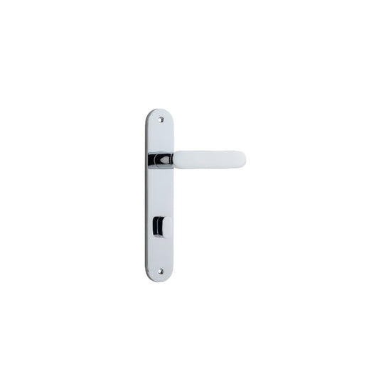 Door Lever Bronte Oval Privacy Polished Chrome CTC85mm H237xW40xP56mm in Polished Chrome