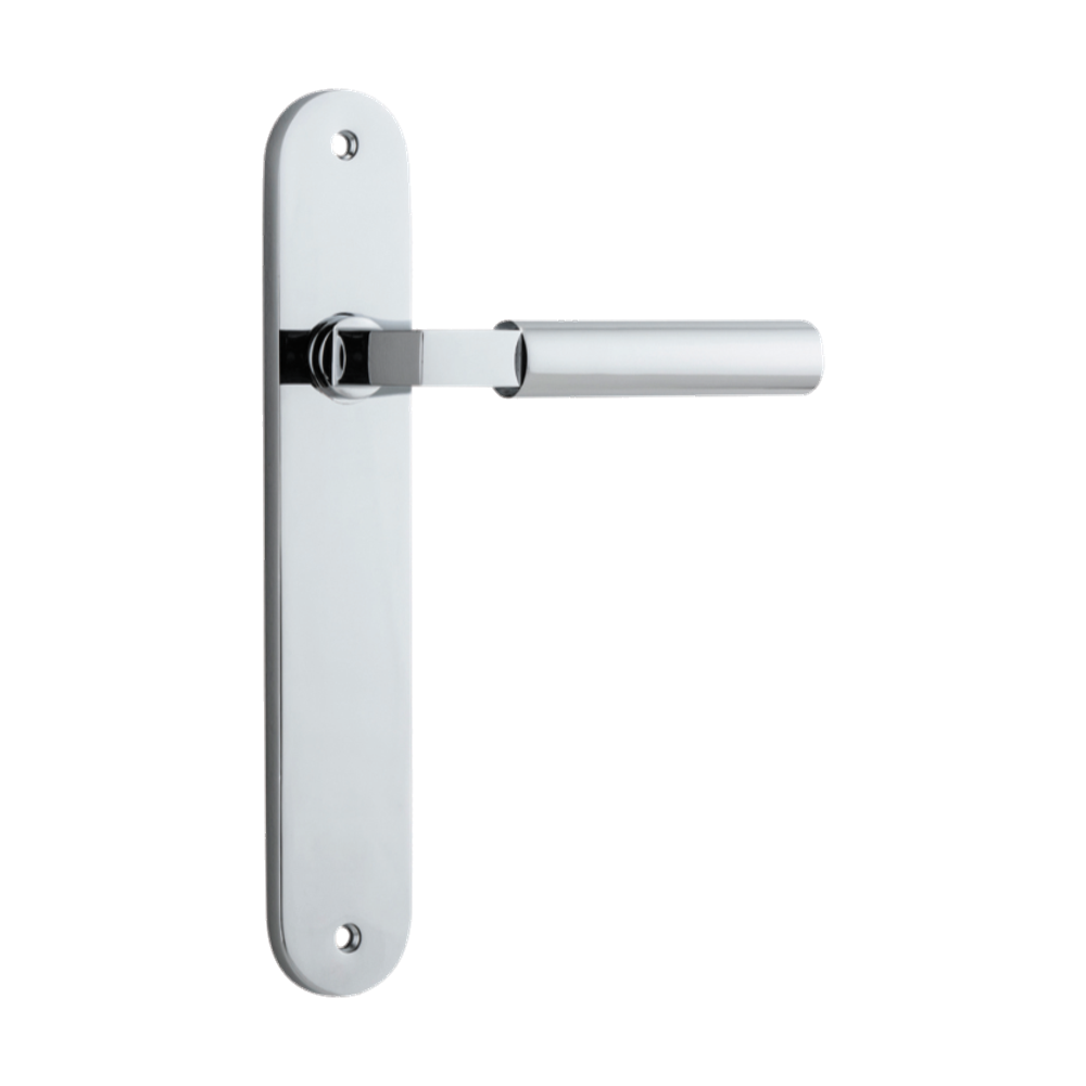 Door Lever Berlin Oval Latch Polished Chrome H237xW40xP57mm in Polished Chrome
