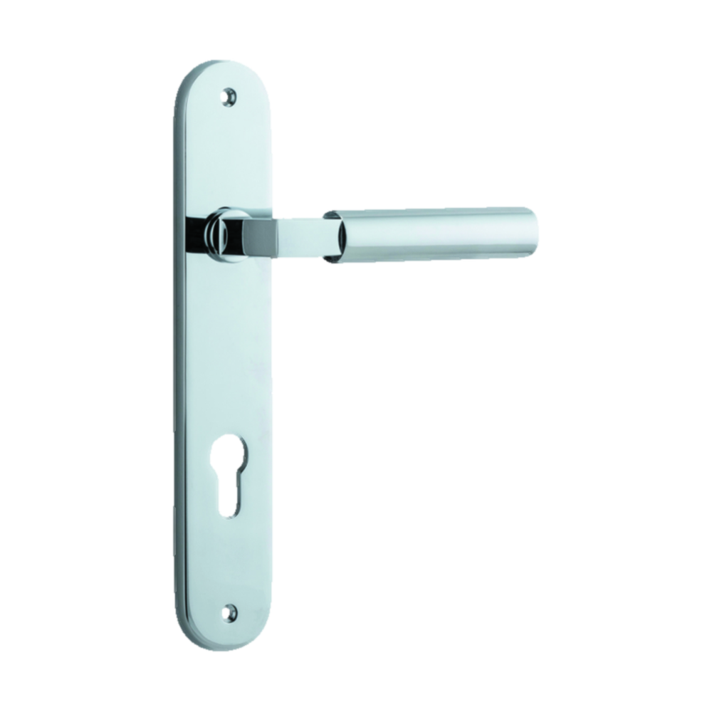Door Lever Berlin Oval Euro Polished Chrome CTC85mm H237xW40xP57mm in Polished Chrome