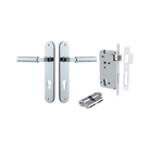 Door Lever Berlin Oval Euro Pair Polished Chrome CTC85mm L120xP57mm BPH240xW40mm Mortice Lock Euro Polished Chrome CTC85mm Backset 60mm, Euro Cylinder Dual Function 5 Pin Polished Chrome 65mm KA4 in Polished Chrome