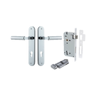 Door Lever Berlin Oval Euro Pair Polished Chrome CTC85mm L120xP57mm BPH240xW40mm Mortice Lock Euro Polished Chrome CTC85mm Backset 60mm, Euro Cylinder Key Thumb 5 Pin Polished Chrome 65mm KA4 in Polished Chrome