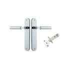 Door Lever Berlin Oval Polished Chrome L120xP57mm BPH240xW40mm Passage Kit Tube Latch Split Cam 'T' Striker Polished Chrome Backset 60mm in Polished Chrome