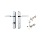 Door Lever Berlin Oval Privacy Polished Chrome CTC85mm L120xP57mm BPH240xW40mm Privacy Kit Tube Latch Split Cam 'T' Striker Polished Chrome Backset 60mm, Privacy Bolt Round Bolt Polished Chrome Backset 60mm in Polished Chrome