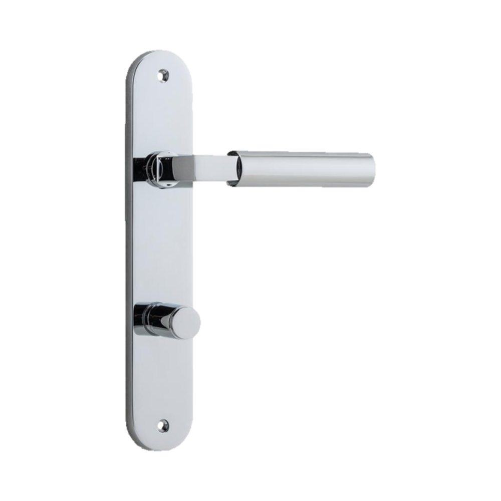 Door Lever Berlin Oval Privacy Polished Chrome CTC85mm H237xW40xP57mm in Polished Chrome