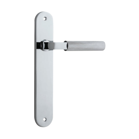 Door Lever Brunswick Oval Latch Polished Chrome H237xW40xP60mm in Polished Chrome