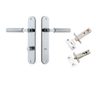 Door Lever Brunswick  Oval Privacy Polished Chrome CTC85mm L120xP57mm BPH240xW40mm Privacy Kit Tube Latch Split Cam 'T' Striker Polished Chrome Backset 60mm Privacy Bolt Round Bolt Polished Chrome Backset 60mm in Polished Chrome
