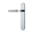 Door Lever Brunswick Oval Latch Left Hand Fixed Polished Chrome L120xP57mm BPH240xW40mm in Polished Chrome