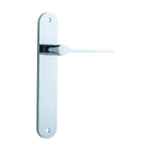 Door Lever Como Oval Latch Polished Chrome H240xW40xP59mm in Polished Chrome