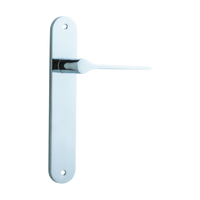Door Lever Como Oval Latch Polished Chrome H240xW40xP59mm in Polished Chrome