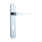 Door Lever Como Oval Euro Polished Chrome CTC85mm H240xW40xP59mm in Polished Chrome