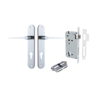 Door Lever Como Oval Euro Pair Polished Chrome CTC85mm L119xP59mm BPH240xW40mm Mortice Lock Euro Polished Chrome CTC85mm Backset 60mm, Euro Cylinder Dual Function 5 Pin Polished Chrome 65mm KA4 in Polished Chrome
