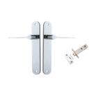 Door Lever Como Oval Polished Chrome L119xP59mm BPH240xW40mm Passage Kit Tube Latch Split Cam 'T' Striker Polished Chrome Backset 60mm in Polished Chrome