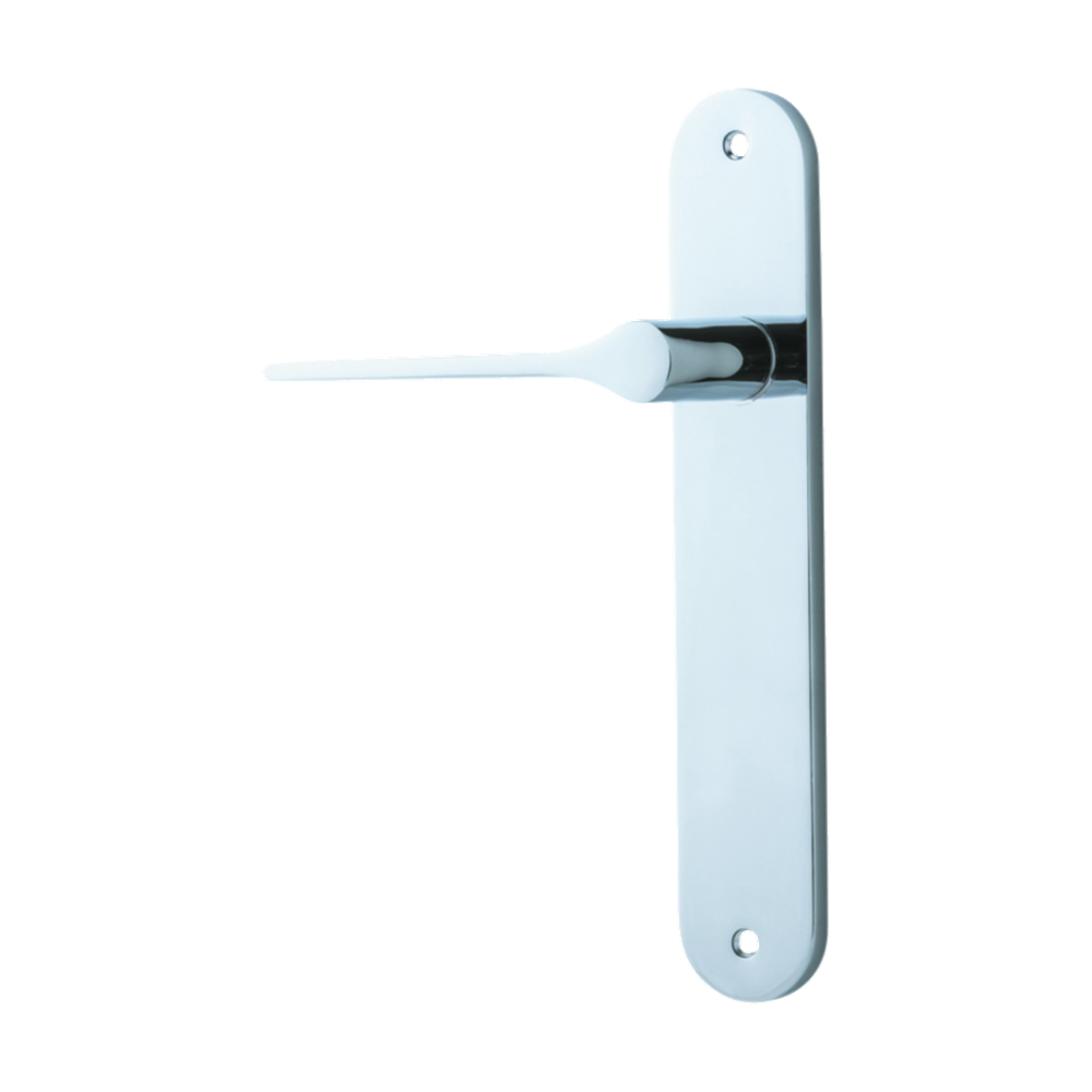 Door Lever Como Oval Latch Left Hand Fixed Polished Chrome L119xP59mm BPH240xW40mm in Polished Chrome
