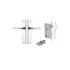 Door Lever Sarlat Chamfered Euro Pair Polished Chrome CTC85mm L111xP55mm BPH240xW50mm Mortice Lock Euro Polished Chrome CTC85mm Backset 60mm, Euro Cylinder Dual Function 5 Pin Polished Chrome 65mm KA4 in Polished Chrome