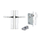 Door Lever Sarlat Chamfered Euro Pair Polished Chrome CTC85mm L111xP55mm BPH240xW50mm Mortice Lock Euro Polished Chrome CTC85mm Backset 60mm, Euro Cylinder Dual Function 5 Pin Polished Chrome 65mm KA4 in Polished Chrome