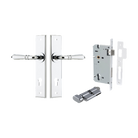 Door Lever Sarlat Chamfered Euro Pair Polished Chrome CTC85mm L111xP55mm BPH240xW50mm Mortice Lock Euro Polished Chrome CTC85mm Backset 60mm, Euro Cylinder Key Thumb 5 Pin Polished Chrome 65mm KA4 in Polished Chrome