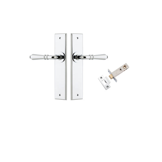 Door Lever Sarlat Chamfered Polished Chrome L111xP55mm BPH240xW50mm Passage Kit Tube Latch Split Cam 'T' Striker Polished Chrome Backset 60mm in Polished Chrome
