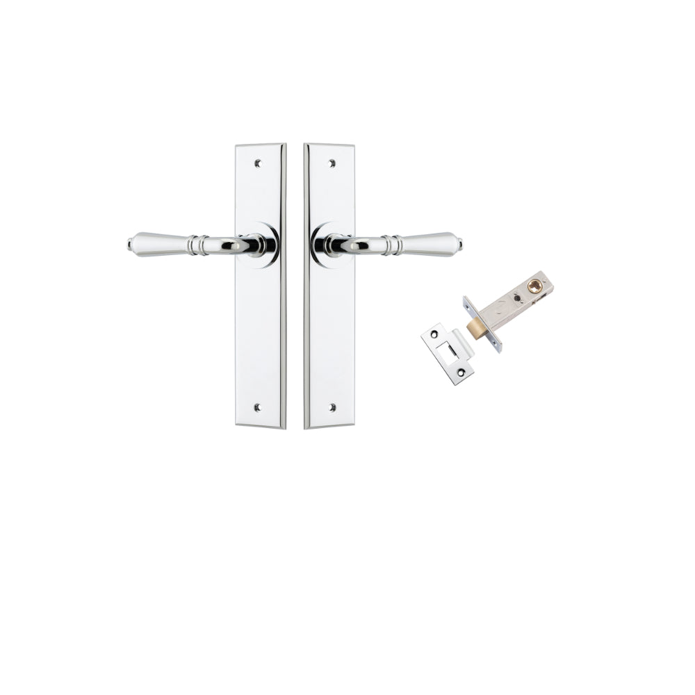 Door Lever Sarlat Chamfered Polished Chrome L111xP55mm BPH240xW50mm Passage Kit Tube Latch Split Cam 'T' Striker Polished Chrome Backset 60mm in Polished Chrome