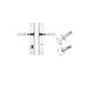 Door Lever Sarlat Chamfered Privacy Polished Chrome CTC85mm L111xP55mm BPH240xW50mm Privacy Kit Tube Latch Split Cam 'T' Striker Polished Chrome Backset 60mm, Privacy Bolt Round Bolt Polished Chrome Backset 60mm in Polished Chrome