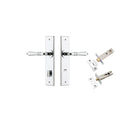 Door Lever Sarlat Chamfered Privacy Polished Chrome CTC85mm L111xP55mm BPH240xW50mm Privacy Kit Tube Latch Split Cam 'T' Striker Polished Chrome Backset 60mm, Privacy Bolt Round Bolt Polished Chrome Backset 60mm in Polished Chrome