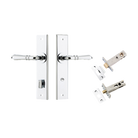 Door Lever Sarlat Chamfered Privacy Polished Chrome CTC85mm L111xP55mm BPH240xW50mm Privacy Kit Tube Latch Split Cam 'T' Striker Polished Chrome Backset 60mm, Privacy Bolt Round Bolt Polished Chrome Backset 60mm in Polished Chrome