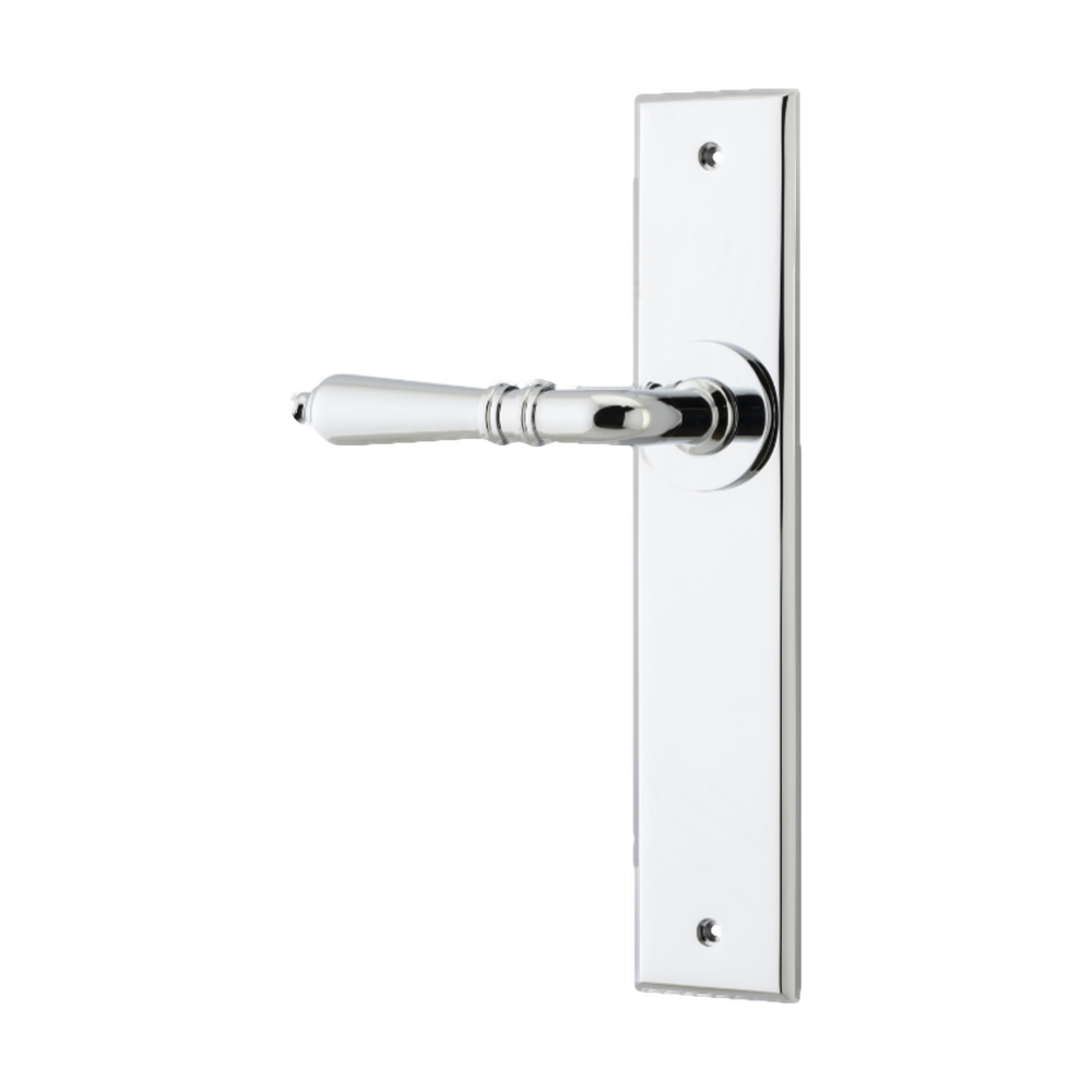 Door Lever Sarlat Chamfered Latch Left Hand Fixed Polished Chrome L111xP55mm BPH240xW50mm in Polished Chrome
