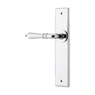 Door Lever Sarlat Chamfered Latch Left Hand Fixed Polished Chrome L111xP55mm BPH240xW50mm in Polished Chrome