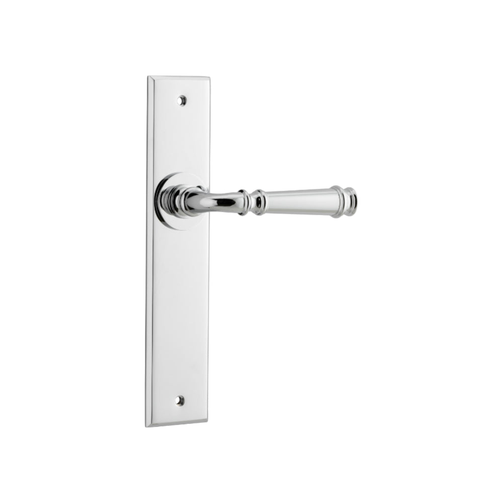 Door Lever Verona Chamfered Latch Polished Chrome H240xW50xP59mm in Polished Chrome