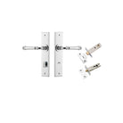 Door Lever Verona Chamfered Privacy Polished Chrome CTC85mm L122xP58mm BPH240xW50mm Privacy Kit Tube Latch Split Cam 'T' Striker Polished Chrome Backset 60mm, Privacy Bolt Round Bolt Polished Chrome Backset 60mm in Polished Chrome