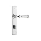 Door Lever Verona Chamfered Privacy Polished Chrome CTC85mm H240xW50xP59mm in Polished Chrome