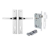 Door Lever Annecy Chamfered Euro Pair Polished Chrome CTC85mm L117xP65mm BPH240xW50mm Mortice Lock Euro Polished Chrome CTC85mm Backset 60mm, Euro Cylinder Key Thumb 5 Pin Polished Chrome 65mm KA4 in Polished Chrome