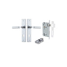 Door Lever Berlin Chamfered Euro Pair Polished Chrome CTC85mm L120xP59mm BPH240xW50mm Mortice Lock Euro Polished Chrome CTC85mm Backset 60mm, Euro Cylinder Dual Function 5 Pin Polished Chrome 65mm KA4 in Polished Chrome