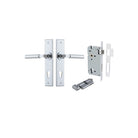 Door Lever Berlin Chamfered Euro Pair Polished Chrome CTC85mm L120xP59mm BPH240xW50mm Mortice Lock Euro Polished Chrome CTC85mm Backset 60mm, Euro Cylinder Key Thumb 5 Pin Polished Chrome 65mm KA4 in Polished Chrome
